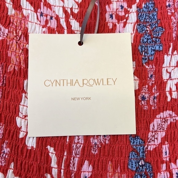 Cynthia Rowley Cinched Peplum Crop Trop Tie shoulders New NWT Size Small - Picture 3 of 8